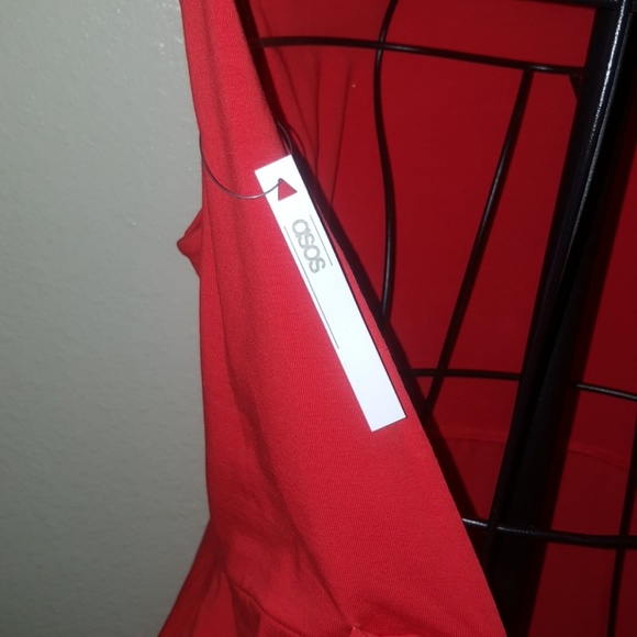 Asos red deep V back dress - Picture 3 of 4